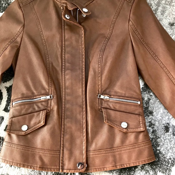 LeChateau Vegan Leather Caramel Jacket - Picture 2 of 8